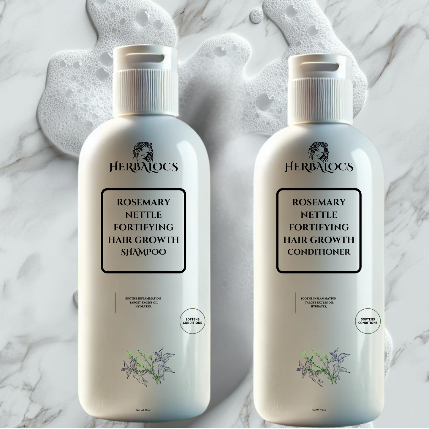 LocFuel: Rosemary & Nettle Cleanse & Nourish Duo ā Strengthen, Repair & Grow Herbal Loc System (2-Step Set)